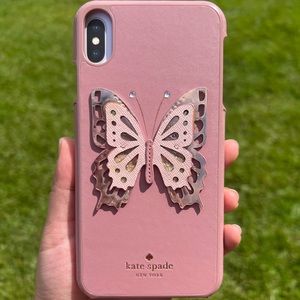 Kate Spade Mauve snap case with butterfly applique for the iPhone XS Max